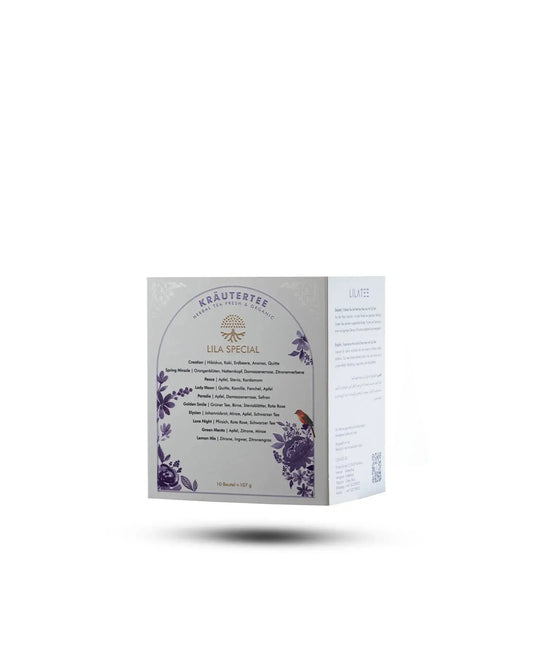 Exklusives Tee-Geschenkset LILA Special Kollektion von LILATEE – Verpackung Rückseite