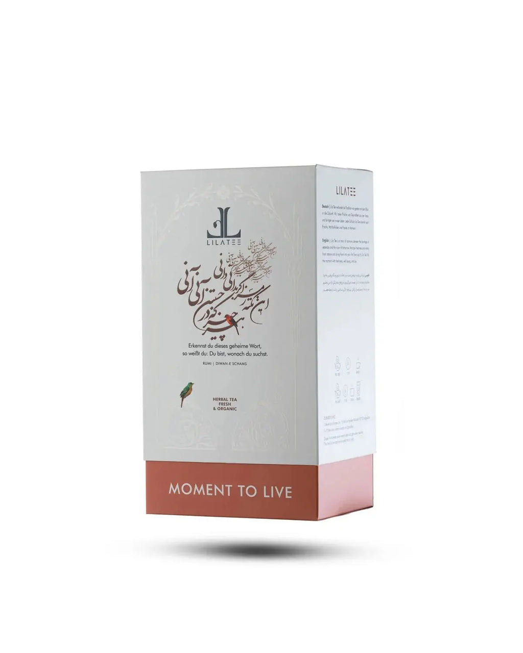 Golden Smile - Lila Tee Grüner Tee, Birne, Stevia Blätter, Rosenblüten Produktverpackung 