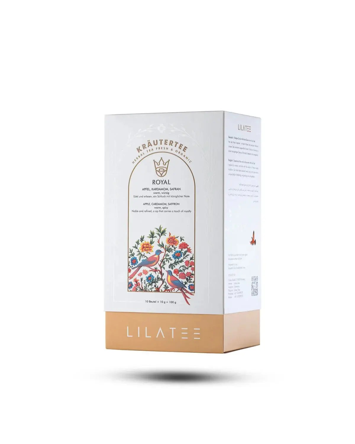 Royal Safran Infusion Lila Tee mit Kardamom und Safran Produktverpackung Frontansicht